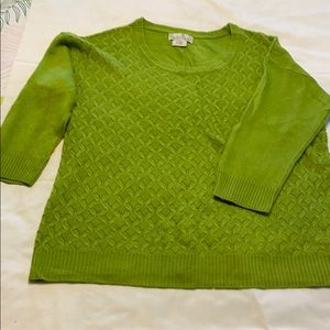 Green sweater 3/4 length sleeves